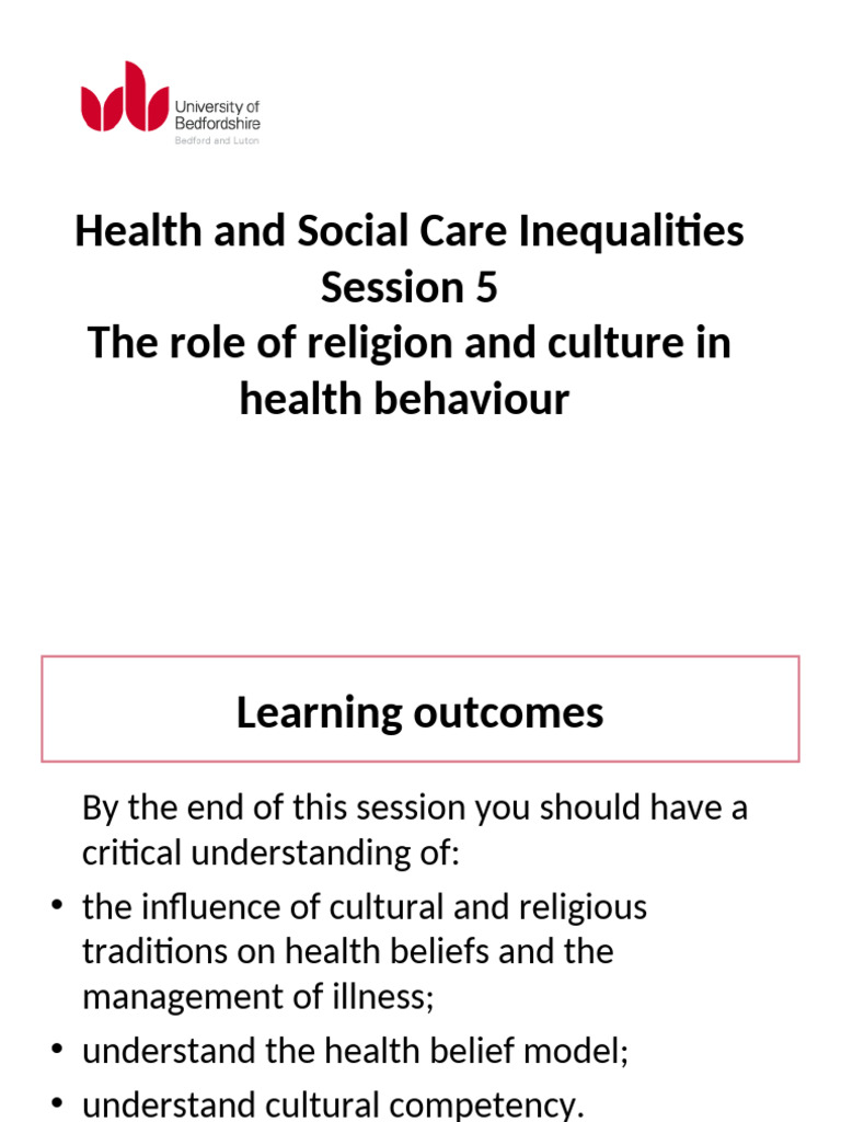 Week 5 The Role of Culture and Religion in Health Behaviour | PDF ...