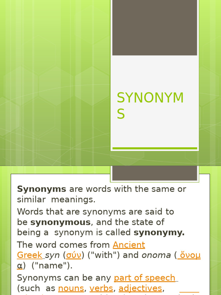Understanding Synonyms and Antonyms | PDF | Part Of Speech | Adverb