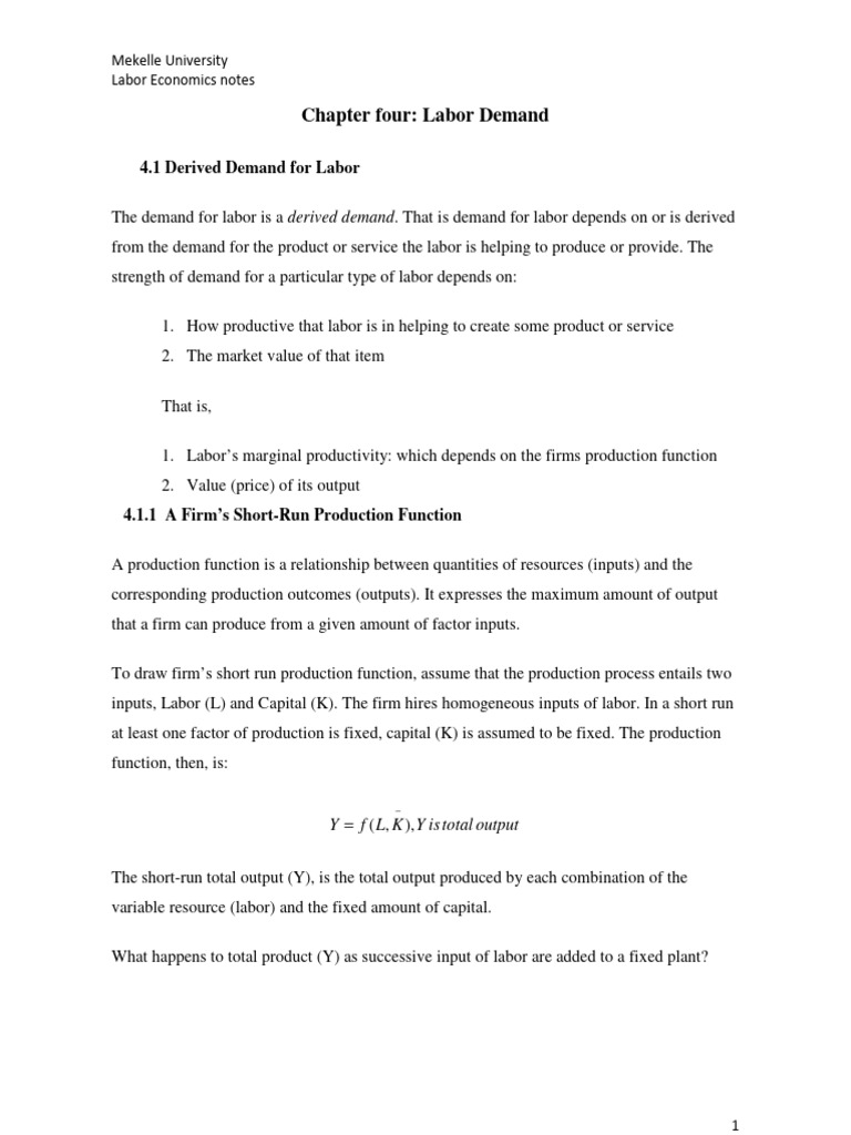 Chapter 4 (Labor Demand) | PDF | Labour Economics | Production Function