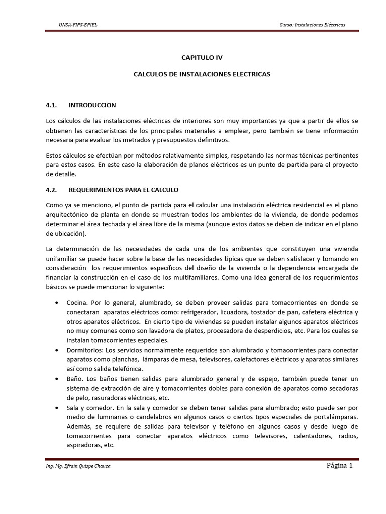 Insta Cap4 Calculos | PDF | Corriente eléctrica | Energia electrica