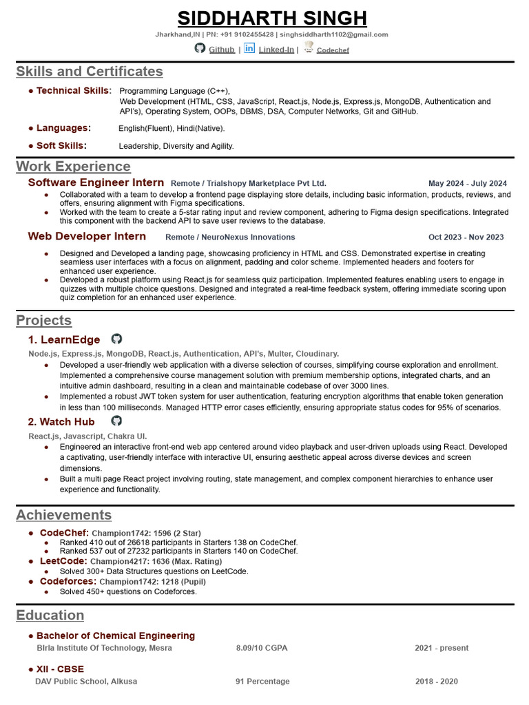 Siddharth Singh | PDF | Web Development | Software Engineering