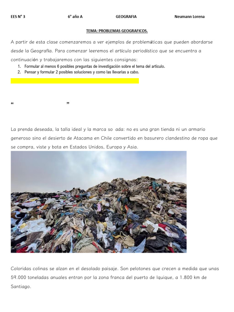 Problemas de Basura Textil en Atacama | PDF | Residuos | Agua