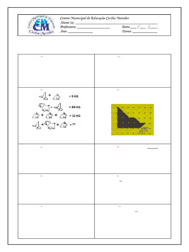 Atividade De Matemática Desafios Pdf