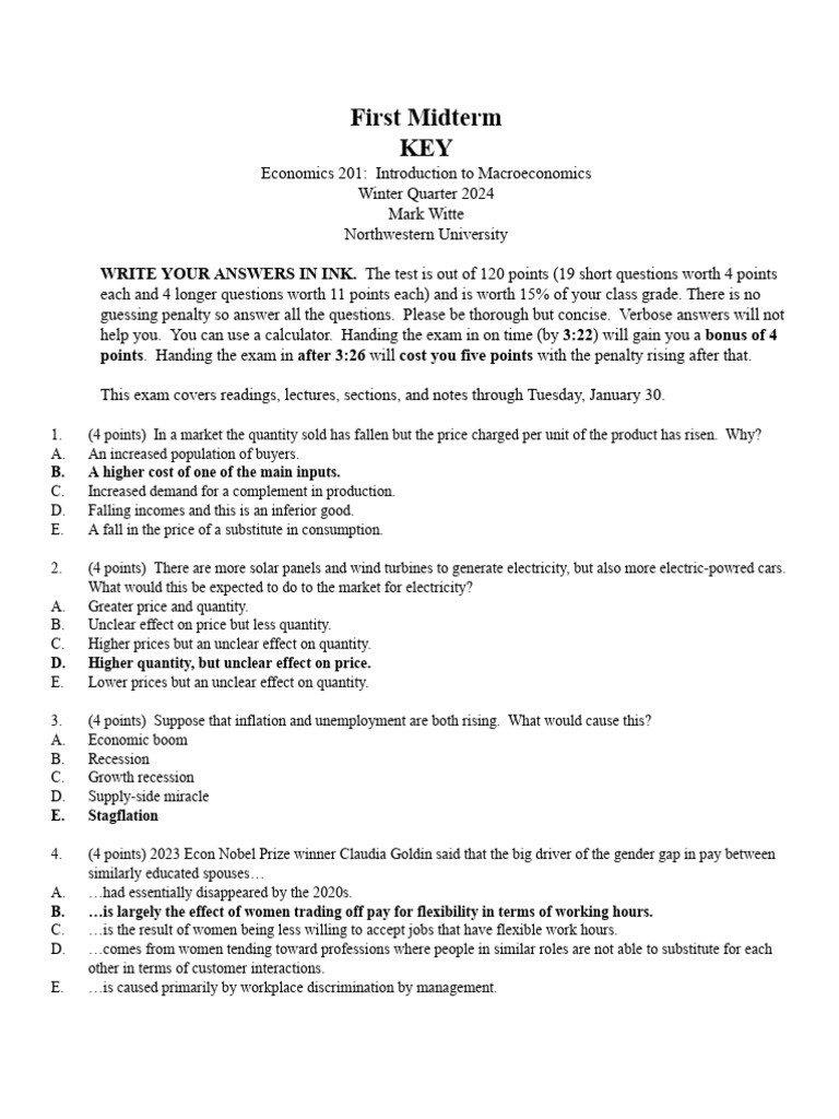 Econ 201 Midterm 1 Overview | PDF | Monopoly | Demand