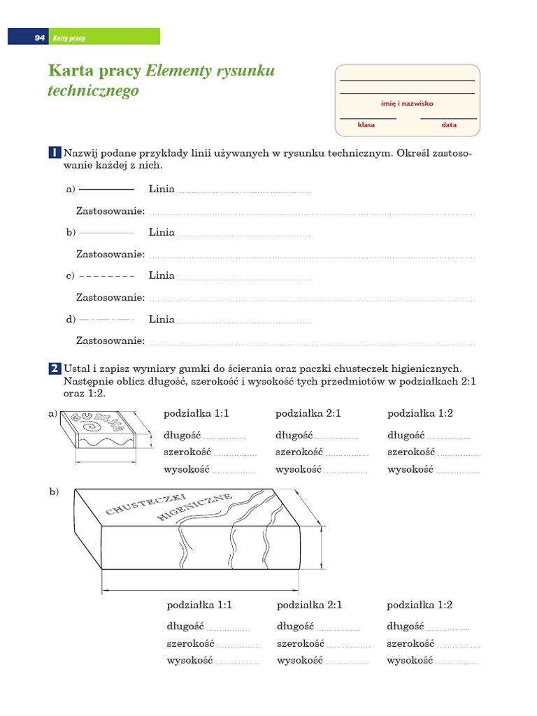 Elementy Rysunku Technicznego Klasa 5 Karta Pracy Elementy Rysunku Technicznego 1584892039 | PDF