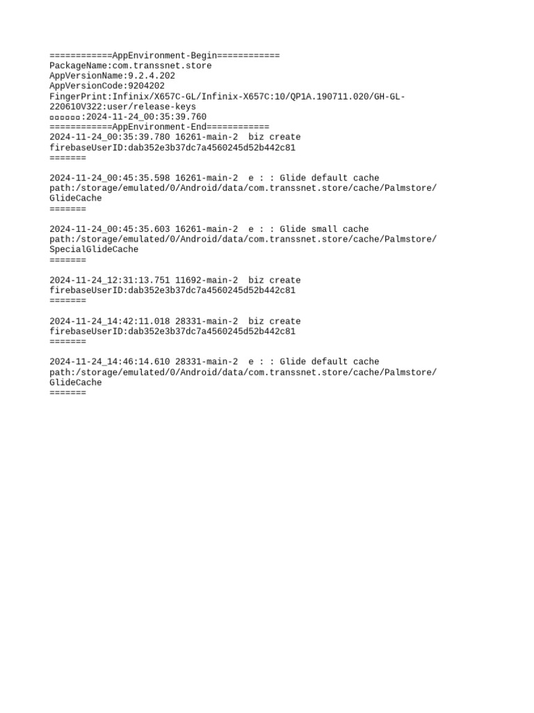 App Environment Log for Transsnet Store | PDF | Computers