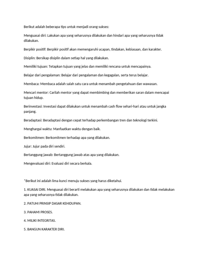 Tips Menjadi Sukses Pdf