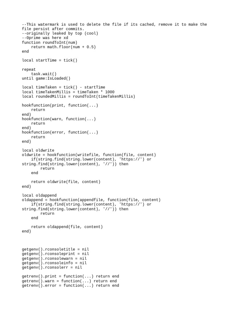 Lua Script for Roblox Exploit Functions | PDF | Computing