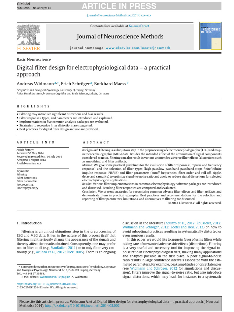 Digital Filter Design for EEG/MEG Data | PDF | Filter (Signal ...