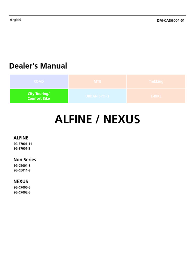 Alfine Nexus Dealer's Manual | PDF | Nut (Hardware) | Gear