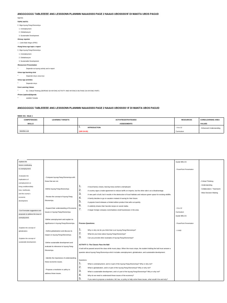 uwu-Lesson-Plan-Format | PDF | Critical Thinking | Sustainable Development