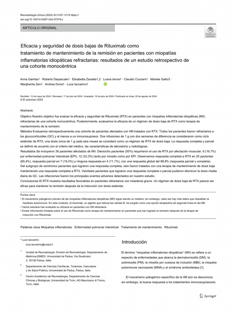 Effectiveness and Safety of Low Dose Rituximab in IIM | PDF | Ensayo ...