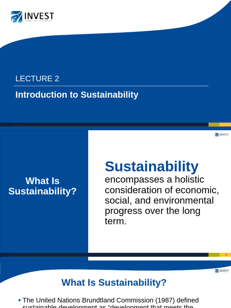 Lecture 2 Introduction To Sustainability | PDF | Sustainability | Transport