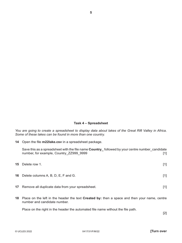 0417 m22 QP 31 Excel | PDF | Spreadsheet | Comma Separated Values