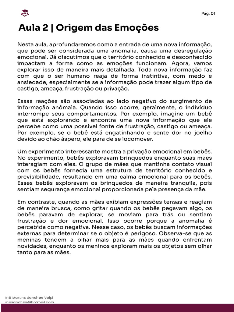 A Origem Das EmoÃ Â Ã Â Es 3 | PDF | Emoções | Dor