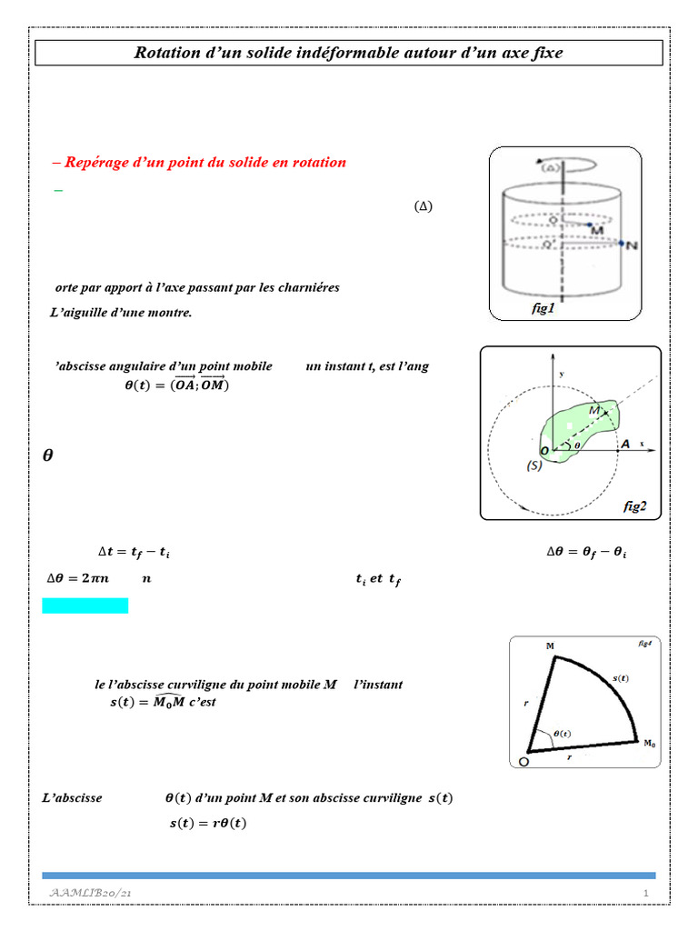 Rotation d'un solide autour d'un axe | PDF | Mouvement de rotation ...