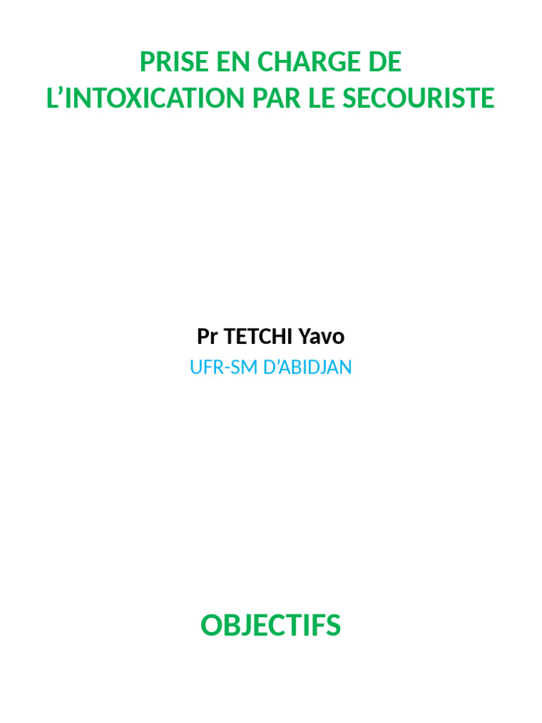 Prise en charge de l'intoxication par secouriste | PDF | Toxicologie ...