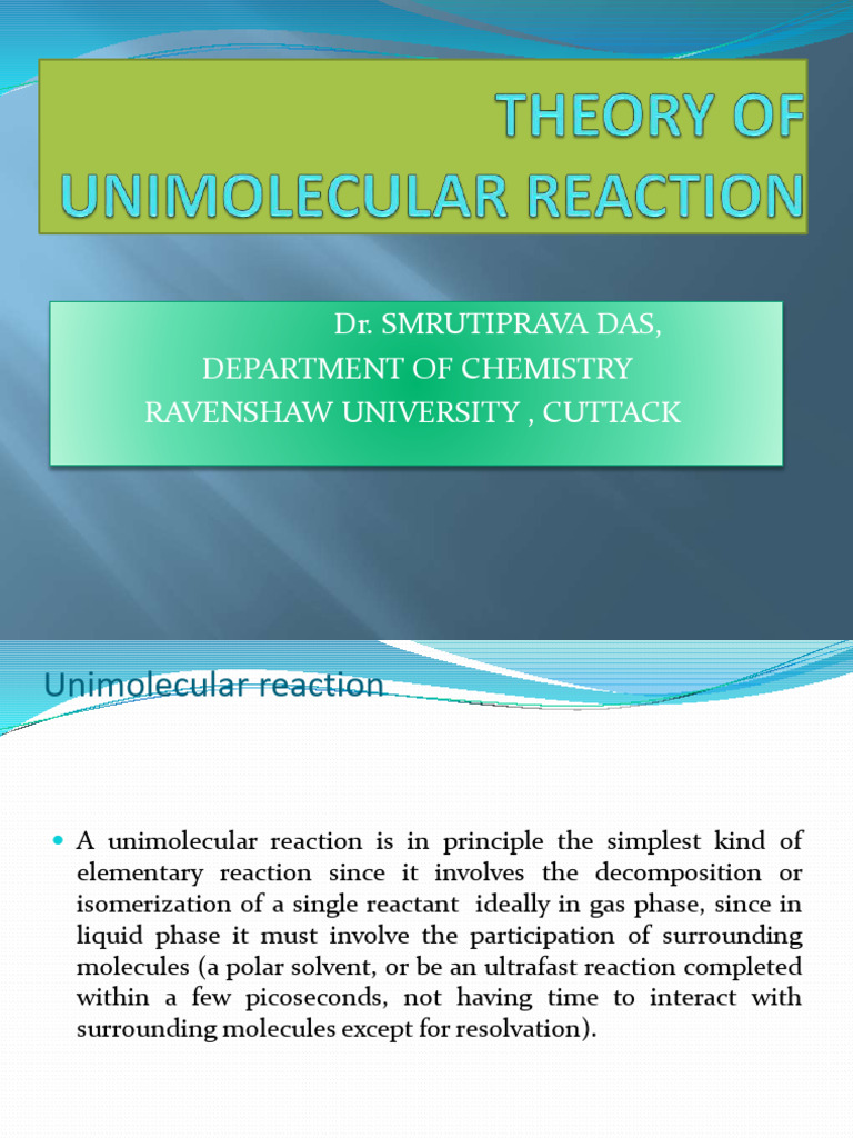 Unimolecular Reaction Theories Explained | PDF | Chemical Reactions ...