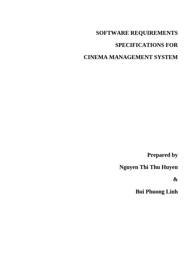 Software Requirements Specifications For Cinema Management System | PDF