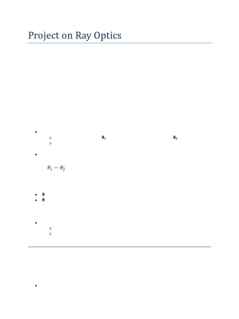 Ray Optics Project Overview | PDF | Optics | Reflection (Physics)
