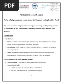Persuasive Essay About Diet and Healthy Food