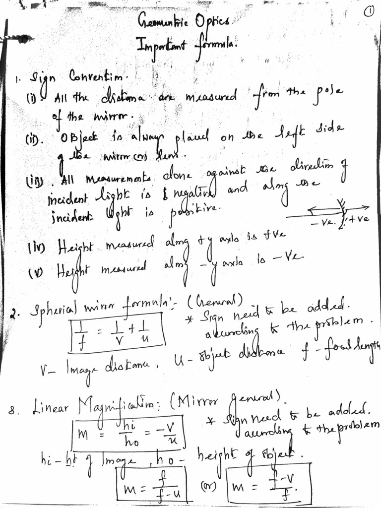 Malolan S - Geomentric Optics Formula | PDF