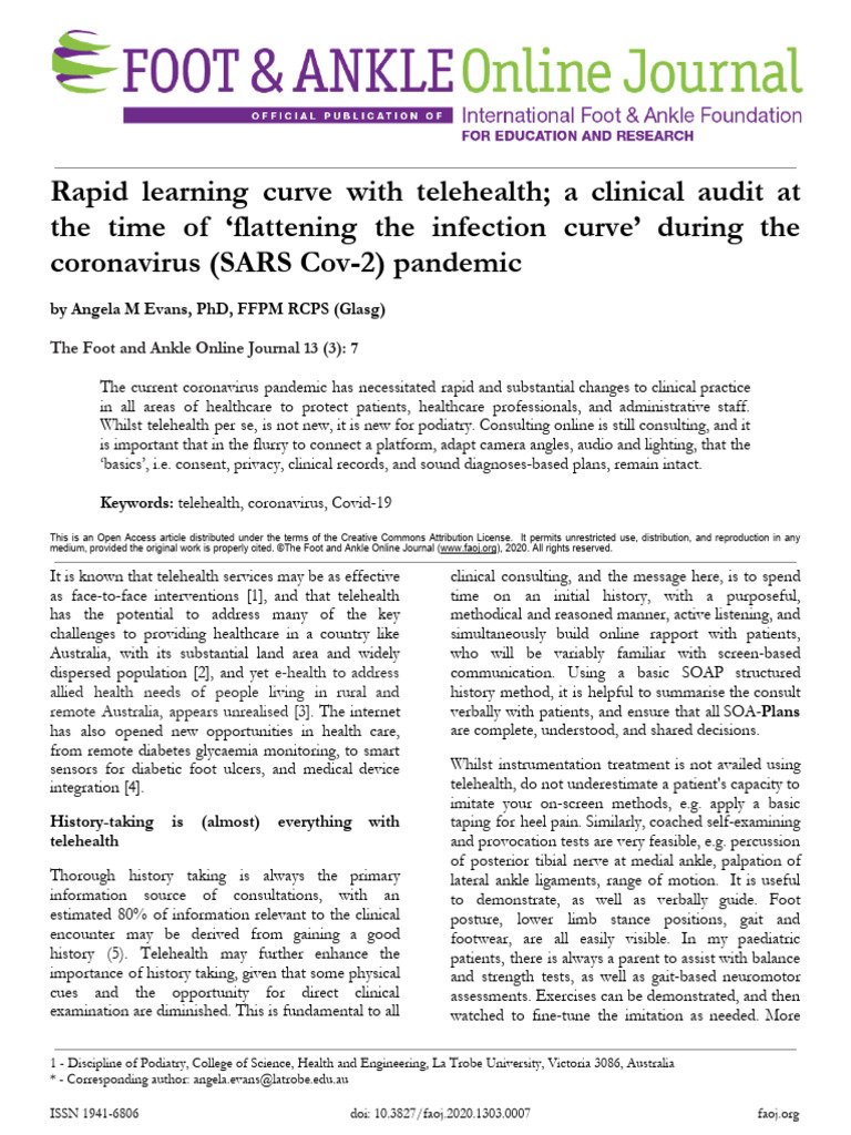 Rapid Learning Curve With Telehealth A Clinical Audit at The Time of ...