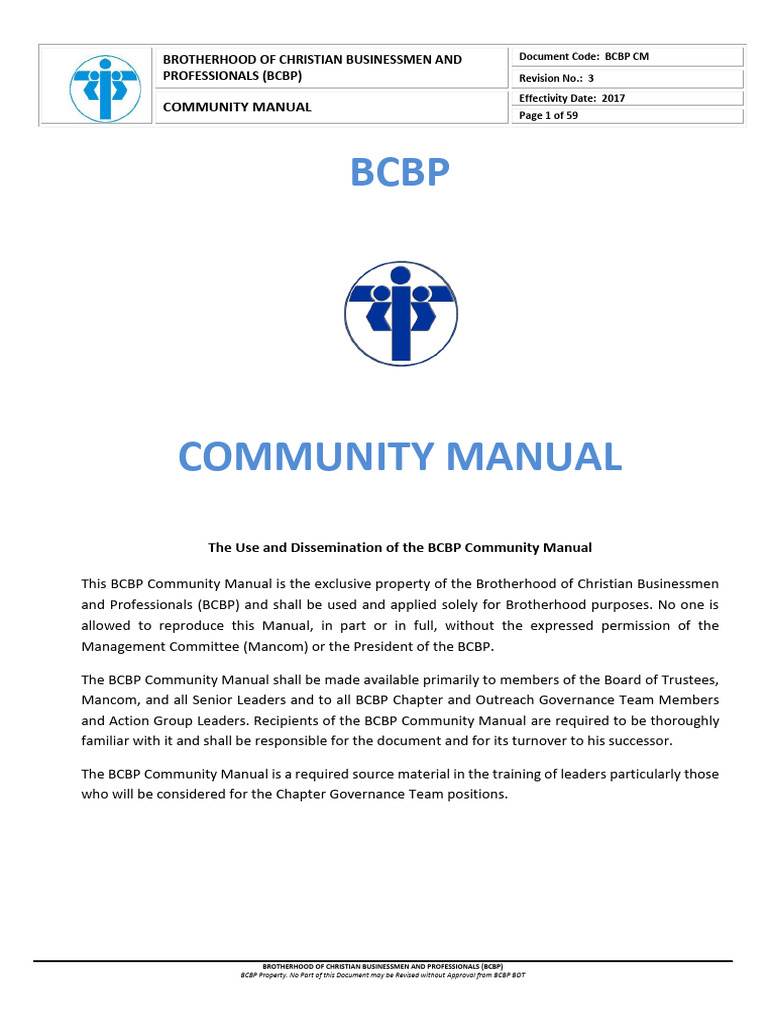 BCBP Community Manual Overview | PDF | Jesus | Christian Mission
