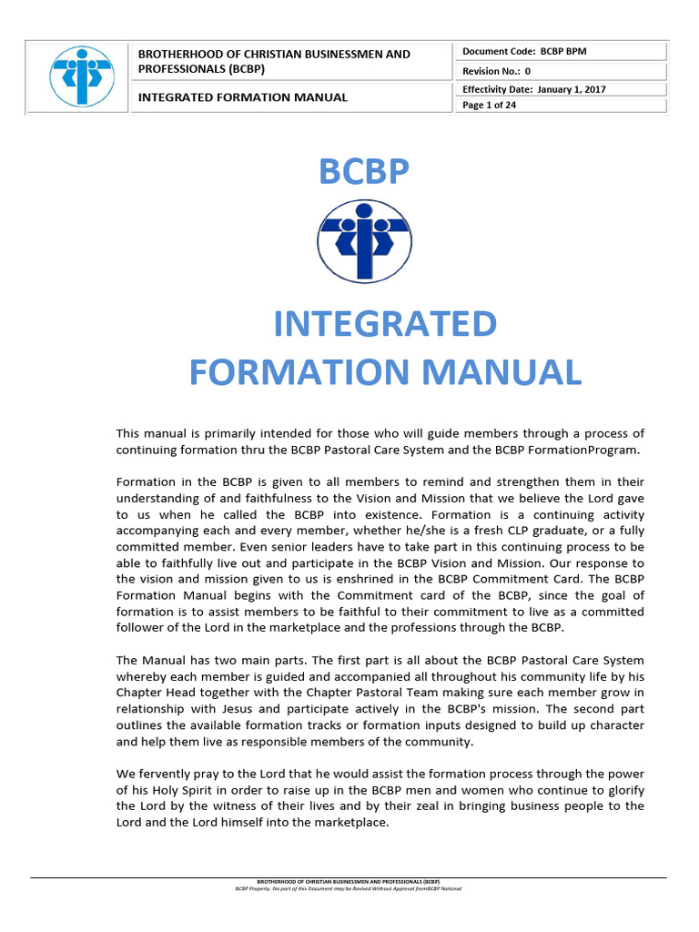BCBP Integrated Formation Manual | PDF | Fraternities | Christian Mission