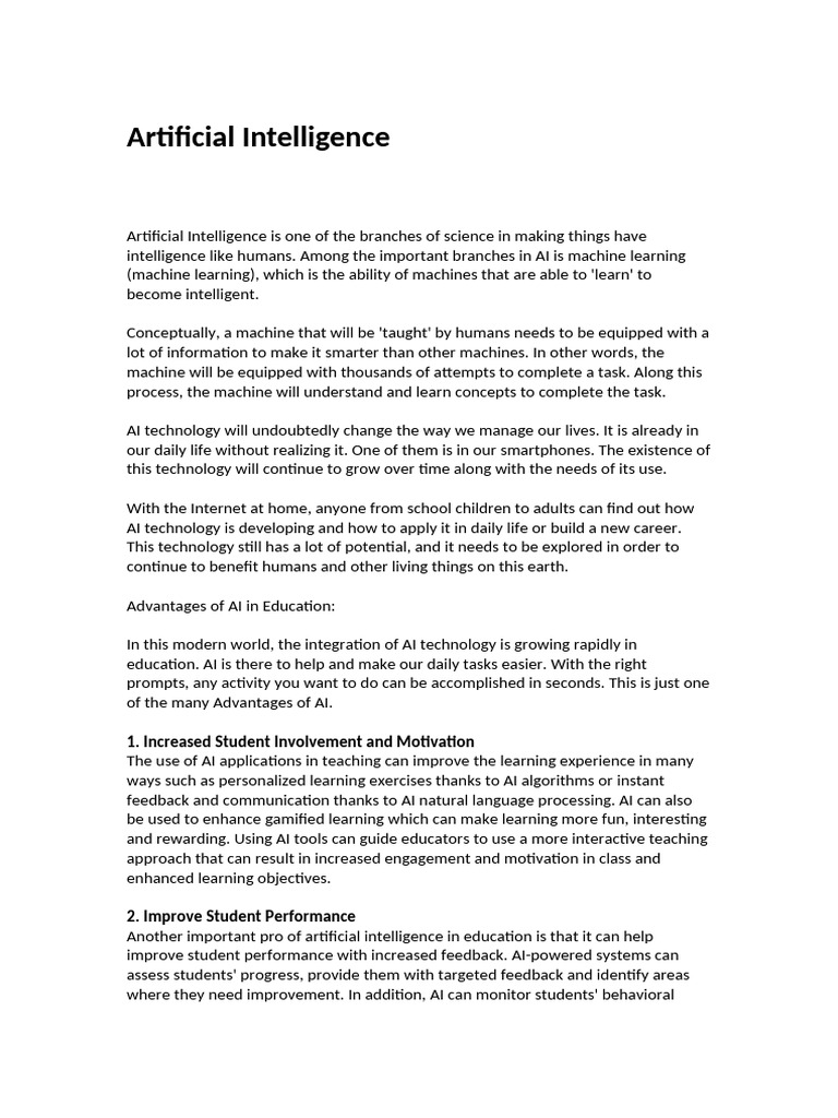 AI in Education: Benefits and Challenges | PDF | Artificial ...