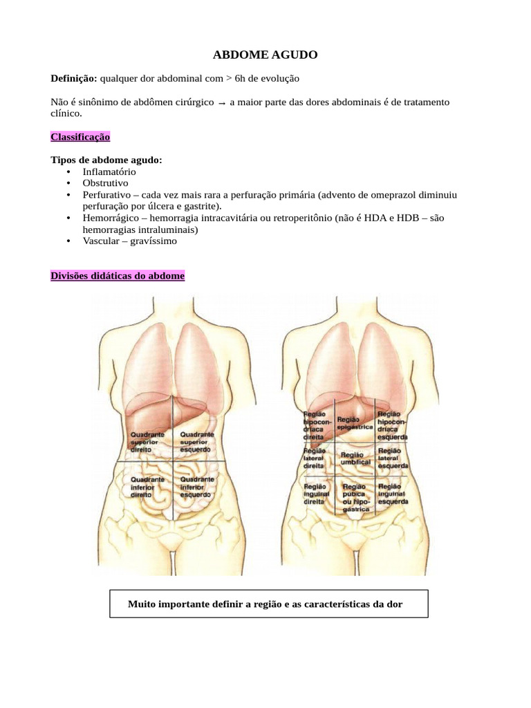 Tipos e Diagnóstico de Abdome Agudo | PDF | Dor | Sistema nervoso autónomo