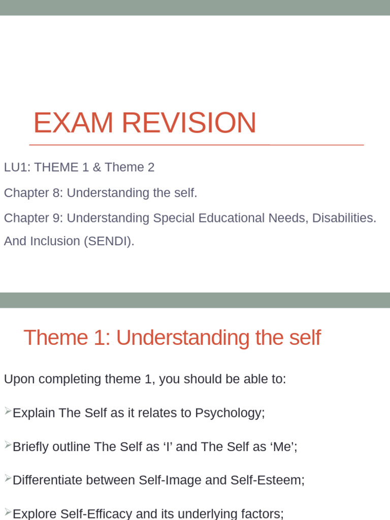 Exam Revision 1 | PDF | Self Efficacy | Learning Disability