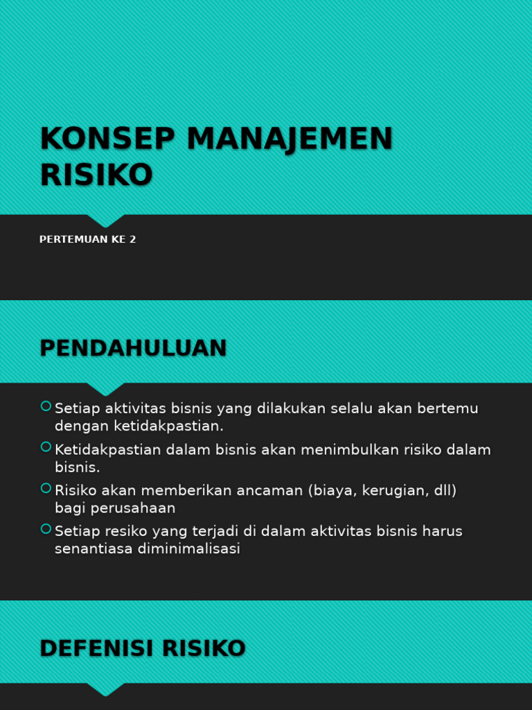 Konsep dan Manajemen Risiko Bisnis | PDF