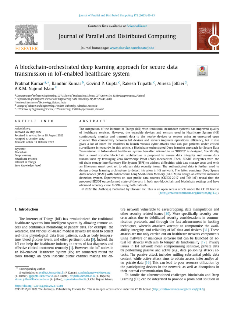 Blockchain Deep Learning for Secure IoT Healthcare | PDF | Internet Of ...