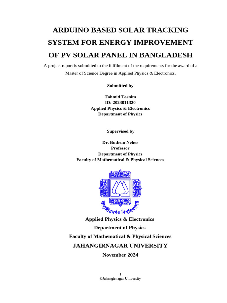 Project Paper Tahmid JU | PDF | Photovoltaics | Renewable Energy