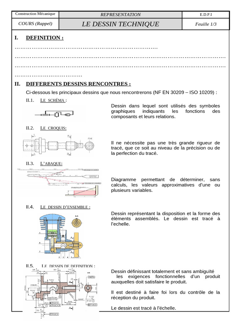 Dessin Technique en Mécanique Industrielle | PDF | Dessin technique ...