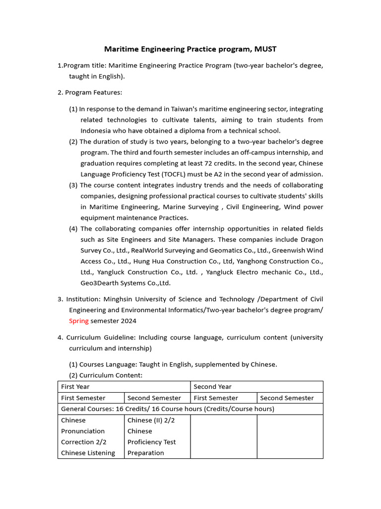 Maritime Engineering Practice Program | PDF | Employment