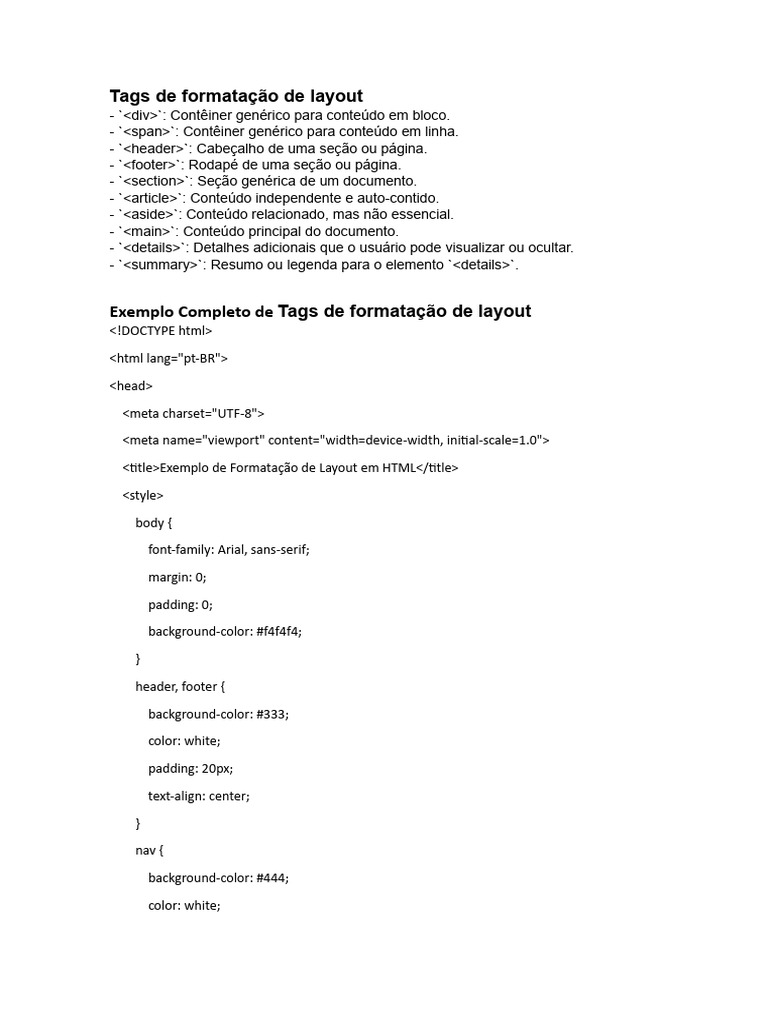 Estrutura de Layout em HTML e CSS | PDF | Ciberespaço | Informática
