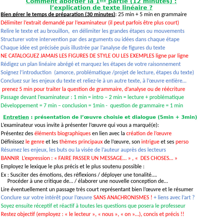 Conseils Pour L'oral de Français | PDF | Arts du langage et discipline