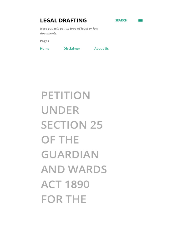 Petition for Custody Under Section 25 | PDF | Lawsuit | Affidavit