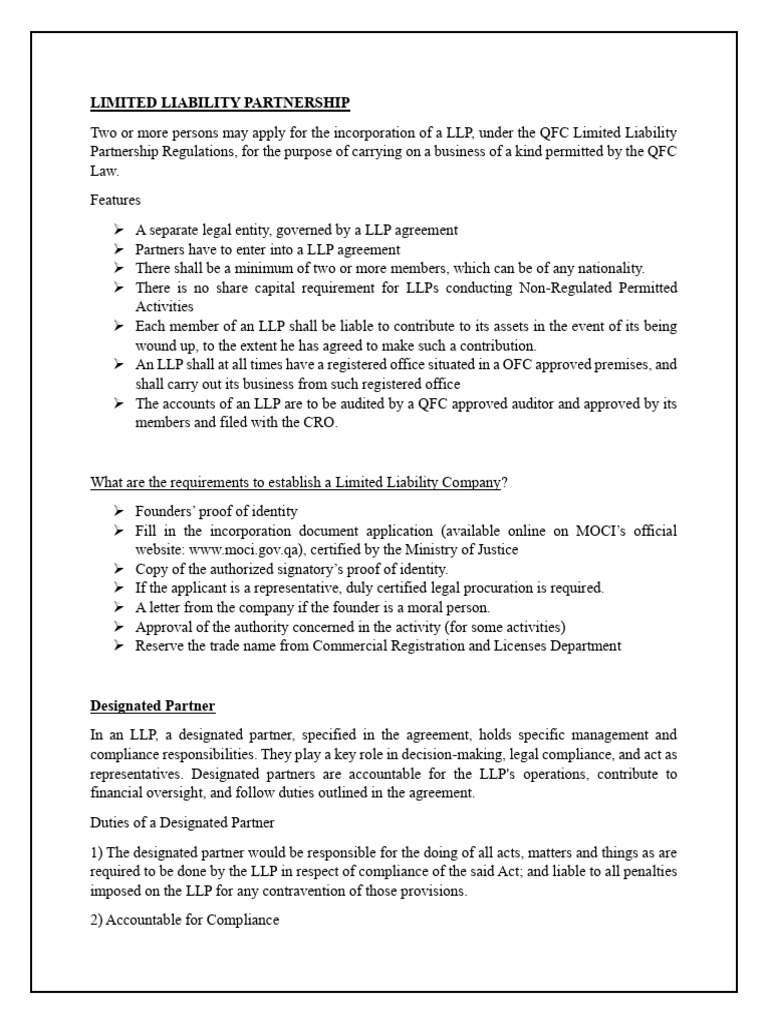 Unit3-LIMITED LIABILITY PARTNERSHIP | PDF | Limited Liability ...