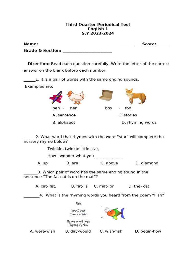 Rces - English 3RD Quarter Test | PDF | Sentence (Linguistics)
