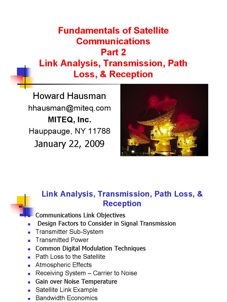 Satellite Communications Link Analysis | PDF | Antenna (Radio) | Signal ...