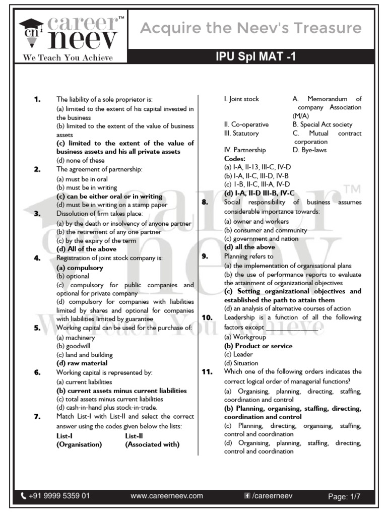 IPU SPL MAT - 1 - 18469498 | PDF | Communication | Business