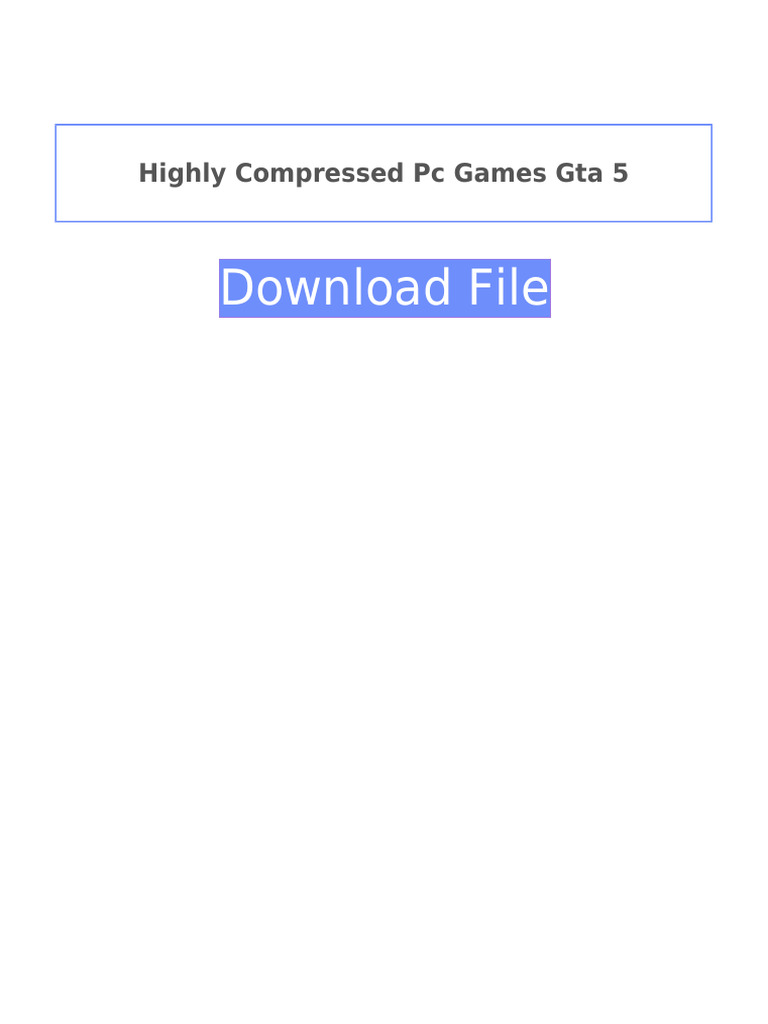 GTA 5 Highly Compressed Download Guide PDF