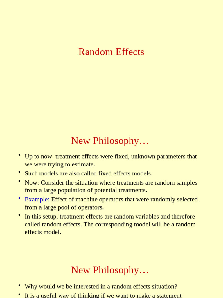 Presentation15 (One Way ANOVA Random Effects Model) | PDF | Analysis Of ...