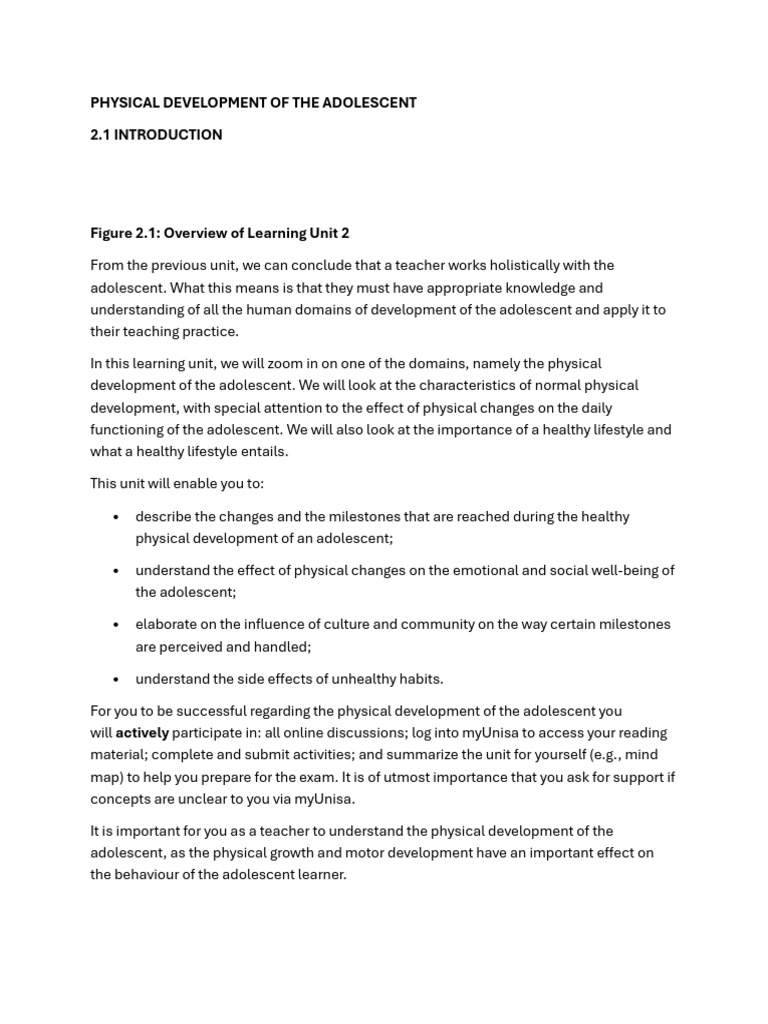 Adolescent Physical Development Insights | PDF | Adolescence | Body Image