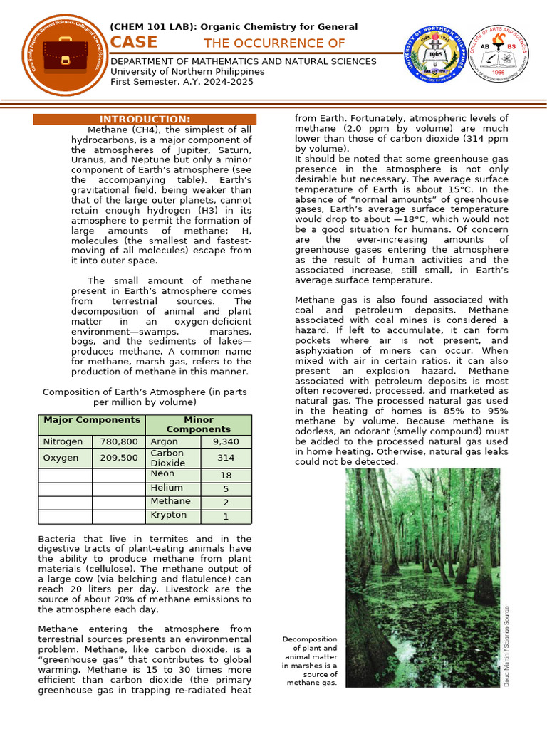 Case Study Report 1 Occurence of Methane | PDF | Methane | Atmosphere