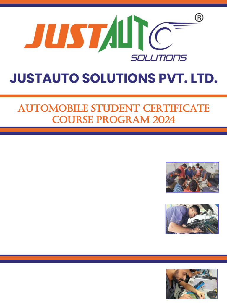 Automobile Student CERTIFICATE COURSE Program 2024 | PDF | Electric ...