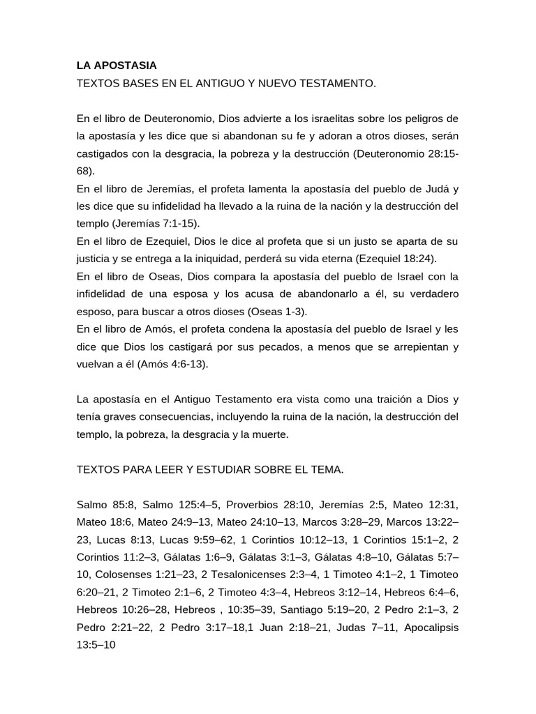 Consecuencias de la Apostasía en la Biblia | PDF | Apostasía | Fe